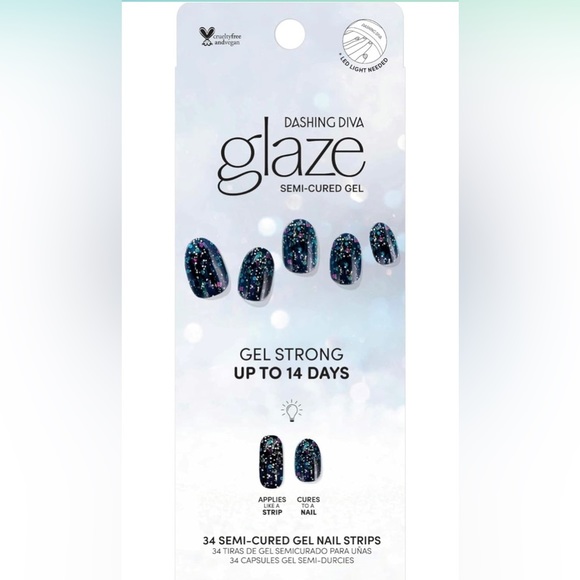 2 Dashing Diva Glaze Holiday Christmas Nail Strips- Silver Bells Yuletide Magic - Picture 3 of 11